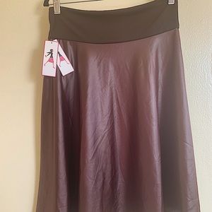 Designer Faux Leather Distressed A-Line Skirt